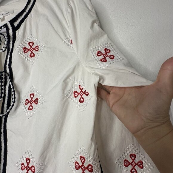 Endless Rose Shift Dress White Embroidered Size S Tassels Boho Beach Coastal - Picture 5 of 16